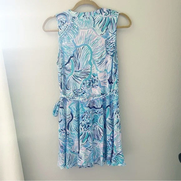 Lilly Pulitzer Rilla Wrap Romper Dress Bermuda Blue Fishful Thinking Size Medium